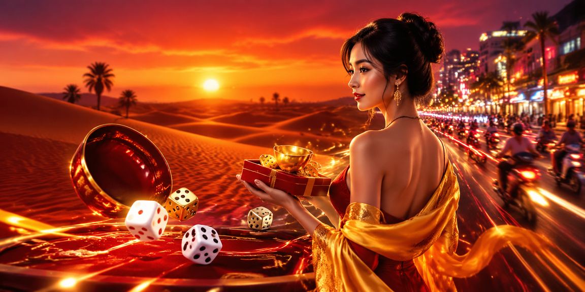 Không khí giải trí cá cược Tài Xỉu ban đêm tại Mũi Né với ánh đèn neon